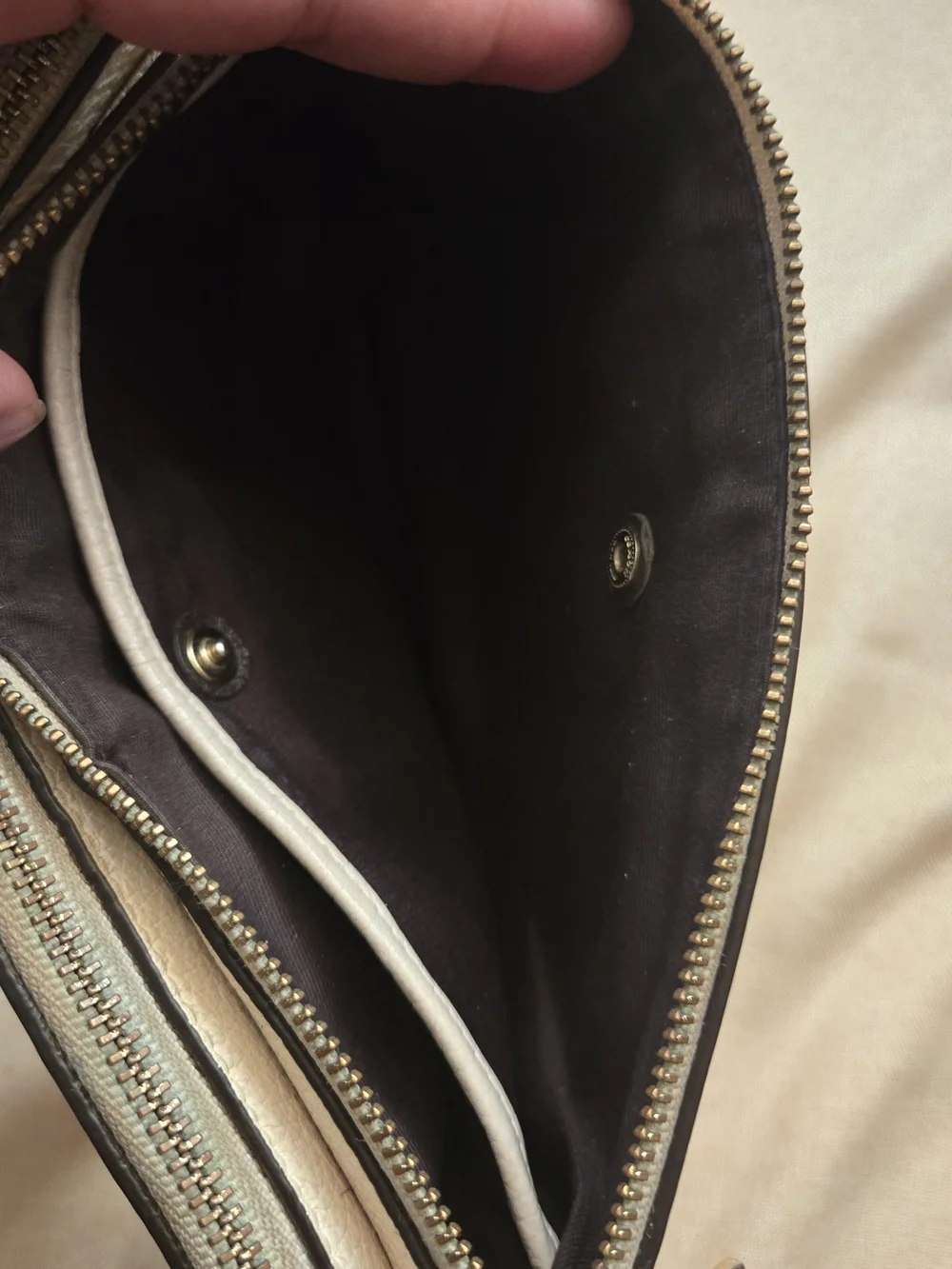 Coach Pebbled Leather Zip Pouch in Light Gray